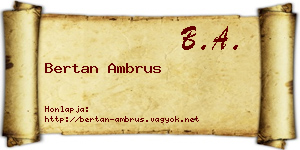 Bertan Ambrus névjegykártya
